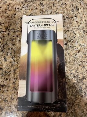 Rechargeable Bluetooth Lantern Speaker - Black with Color-Changing Lights